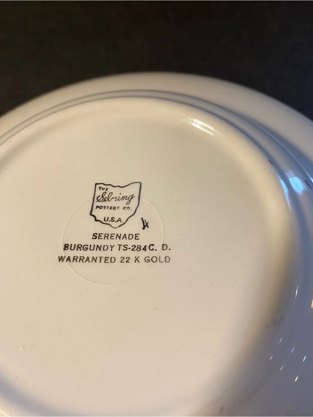 ⭐️Vintage Sebring Pottery Co. Serenade Burgundy Gold Decorative Bowl